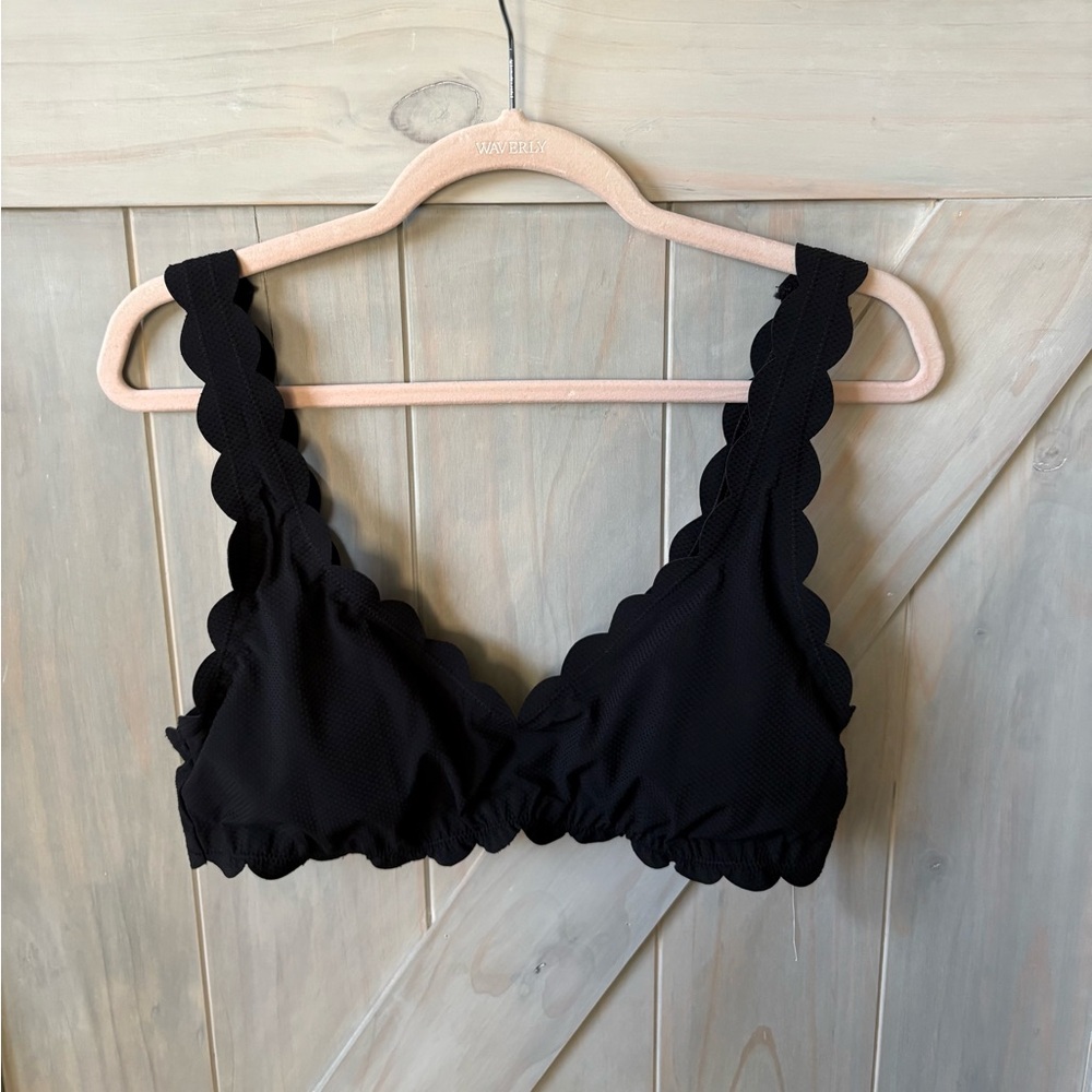 J. Crew Black Scalloped-Edge Bikini Top